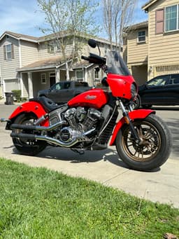 Full view of the right side of the motorcycle wheels.